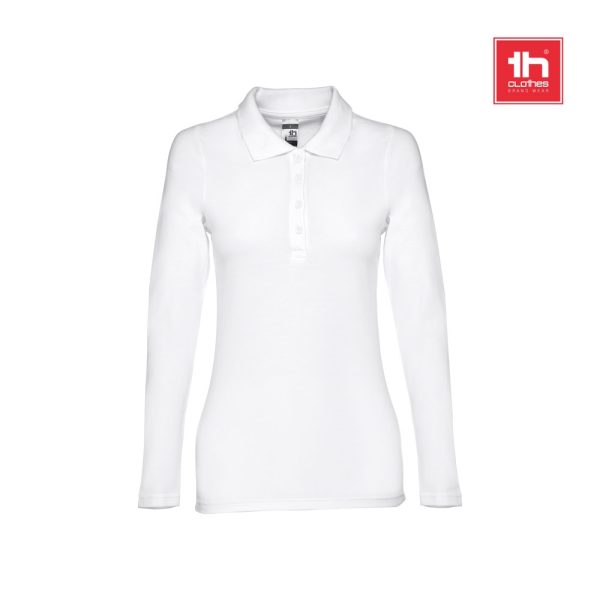 THC BERN WOMEN WH. Dlhá polo košeľa pre ženy z kardovaného bavlny