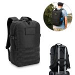 EDINBURGH BPACK. Batoh vo vojenskom štýle z 600D, recyklovaného polyesteru s vysokou hustotou a podšívka z 210D recyklovaného polyesteru 17.3'