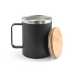 LAUDA. Hrnček z 90% recyklovanej nehrdzavejúcej ocele s bambusovým uzáverom 420 mL - Image 4