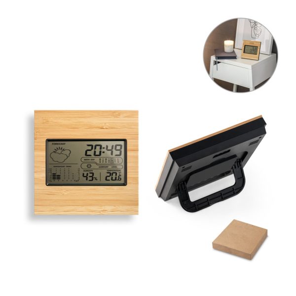 BROMLEY. Desktopová meteorologická stanica s LCD displejom z ABS a bambusu