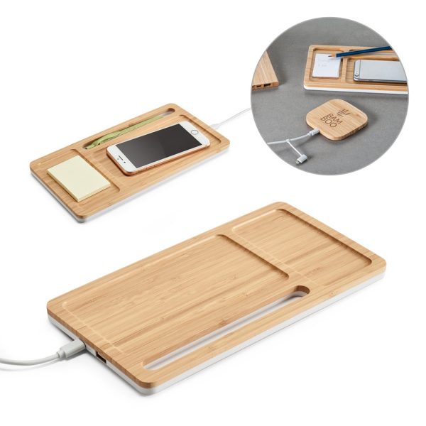 MOTT. Desktop organizátor s 15 V bezdrôtovým nabíjačom vyrobeným z bambusu a ABS